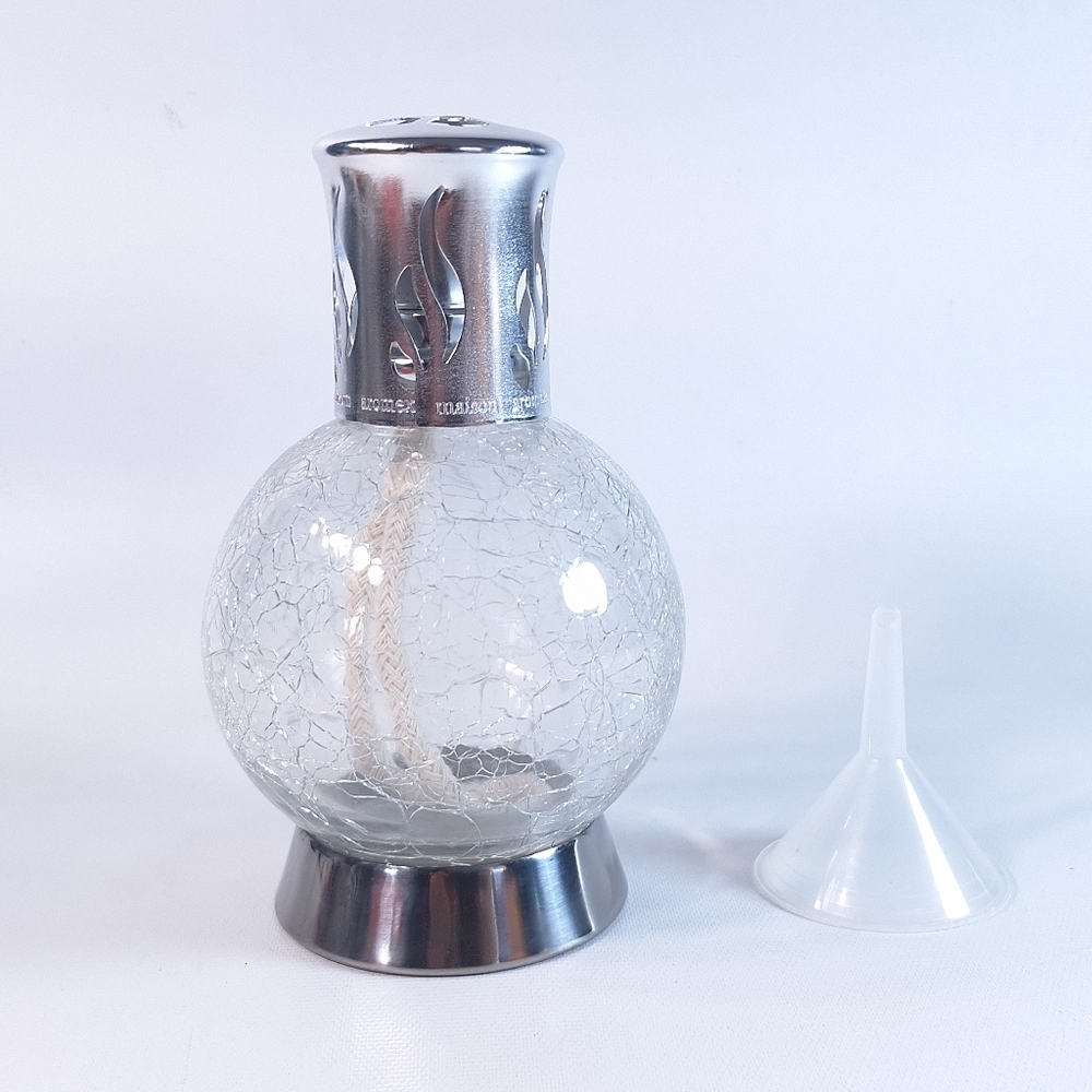 Aromex Maison Berger-Style Crackle Glass Fragrance Lamp Diffuser NWOT